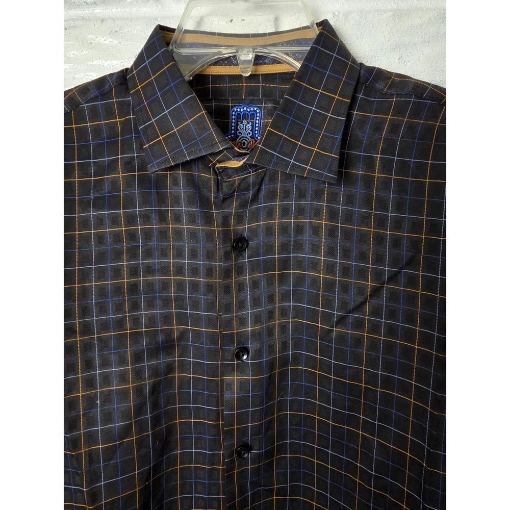 Luchiano Visconti button up shirt Men's size Large Checked Flip Cuff - Picture 5 of 10